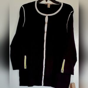 BELFORD Black and White Button-Up Cardigan